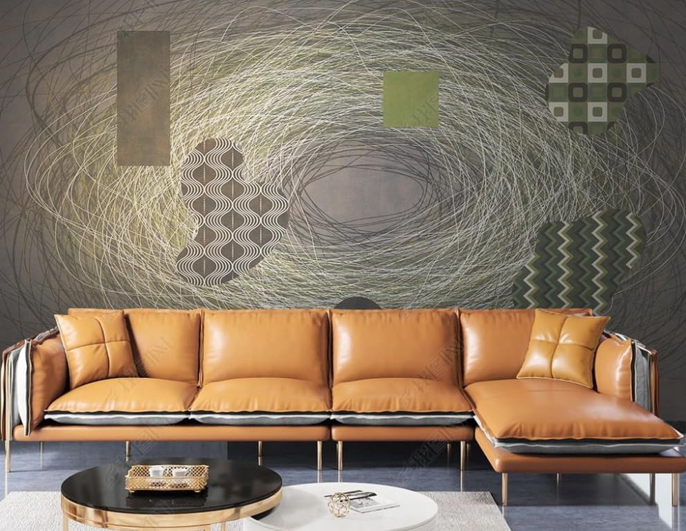 Papier peint intissé géométrique 350x256 cm pour grand mur de salon