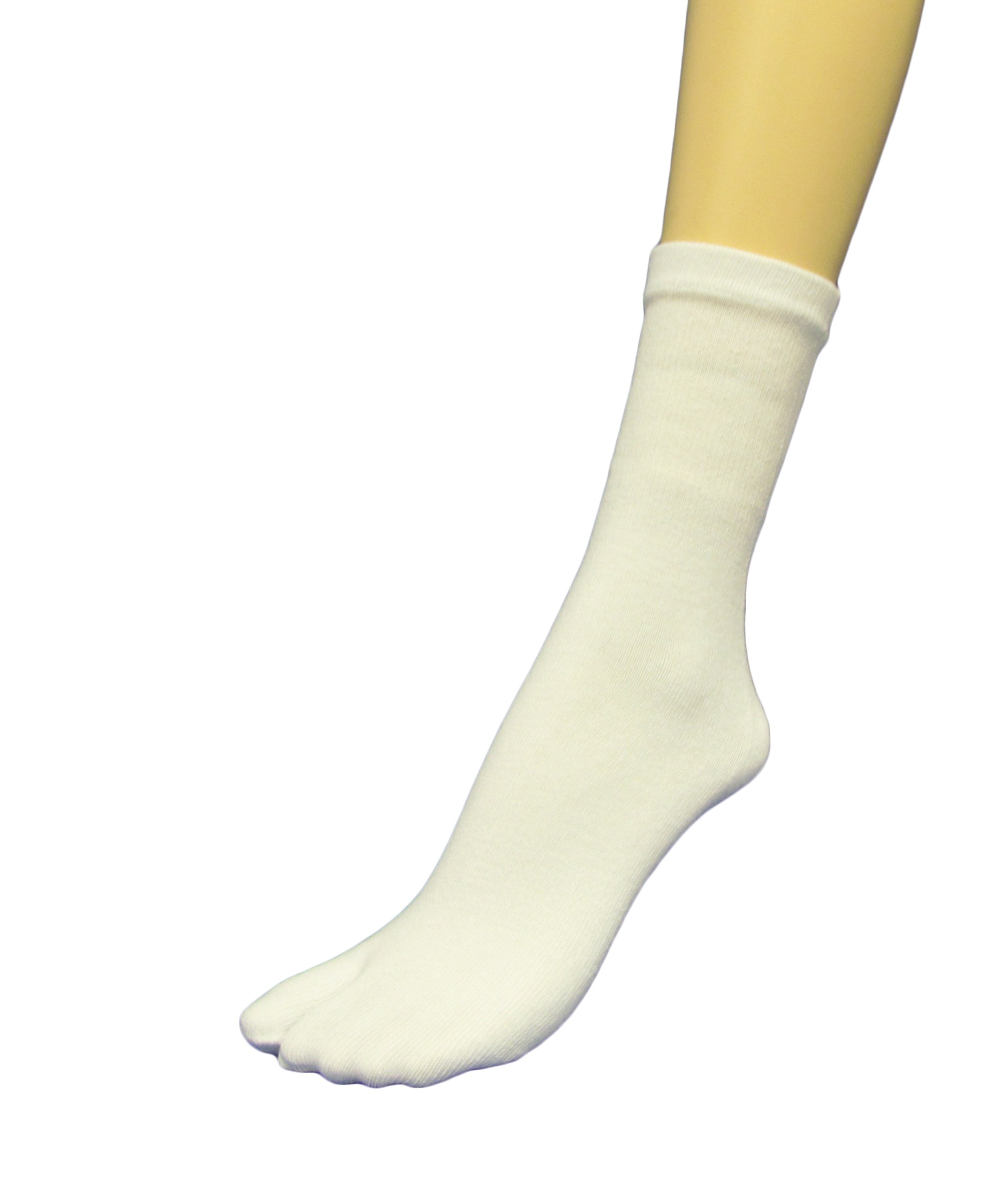 COUVER Unisex White Quarter - Midcalf High Flip Flop, Split toe Socks