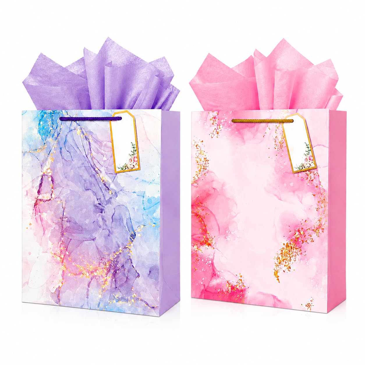 Gift bags - Paper Bags for Gifting - Pack of 10 - Return Gift Bags for Birthday, Christmas, Wedding & Baby Shower - 9 L x 12 H x 3.5 W Inch