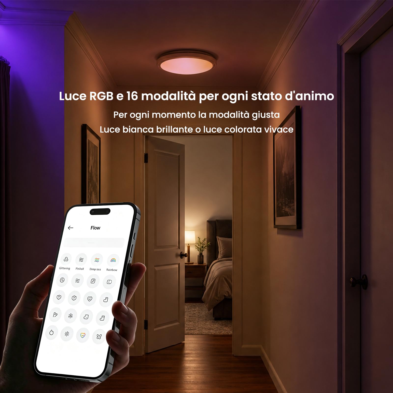 Yeelight Smart Plafoniera LED RGB Office Close-to-Ceiling Lights, 60 W, 3800 Lumen, 2700 K-6500 K, dimmerabile, fai da te, compatibile con Alexa, per soggiorno, camera da letto, cucina, corridoio, 60