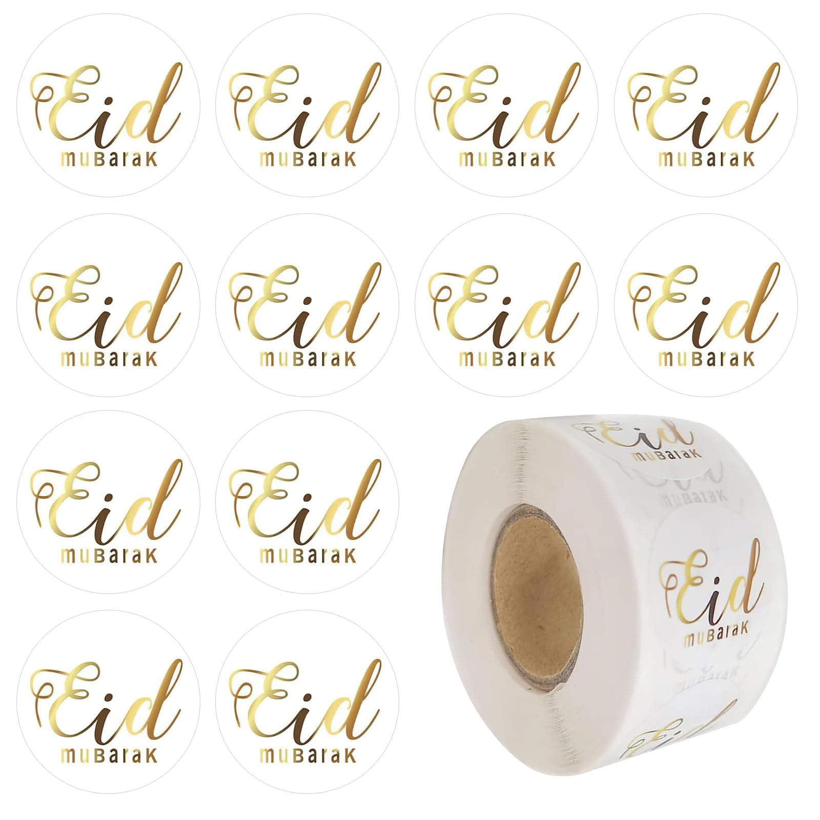 500 PCS Eid Mubarak Stickers, Islamic Muslim Stickers, Eid Mubarak Decorations, Gold Foil Muslims Gifts Tags for Muslim Party Supplies, for Eid Party, Envelopes, Treat Bags, Muslims Partys Supplies