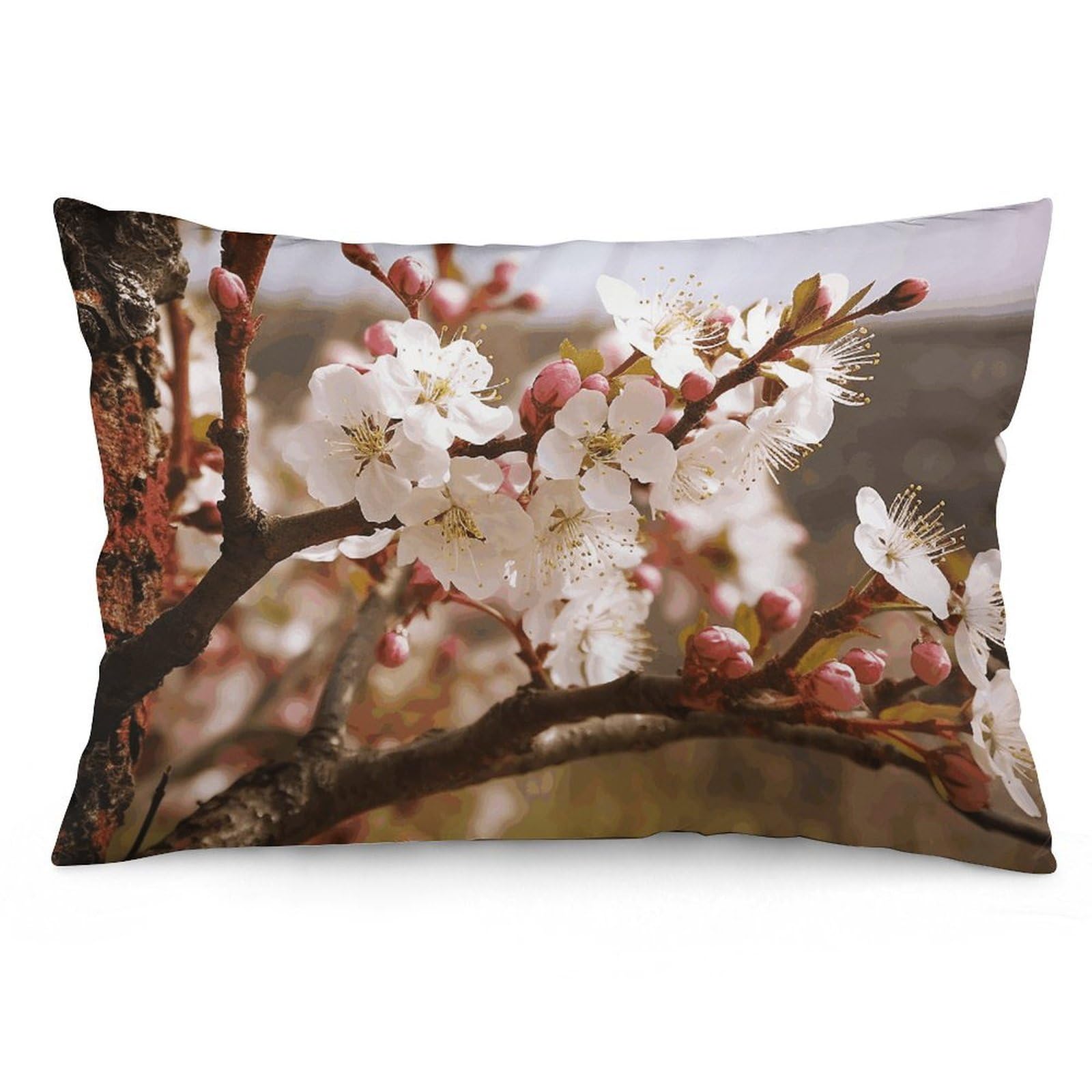 2 Pack Pillow Cases for Hair and Skin, Soft Breathable Pillow Case Covers with Hidden Zipper, Plum Tree Blossom Pillowcase 16 "x24 Pillow Covers for Sleeping Gift