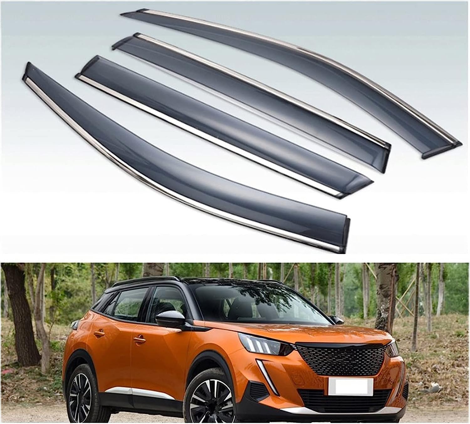 PANXUC Car Wind Deflectors for Peugeot 2008 P24 2019-2022, Side Window Wind Rain Deflector Window Visor Sun Rain Guard Smoke Guards