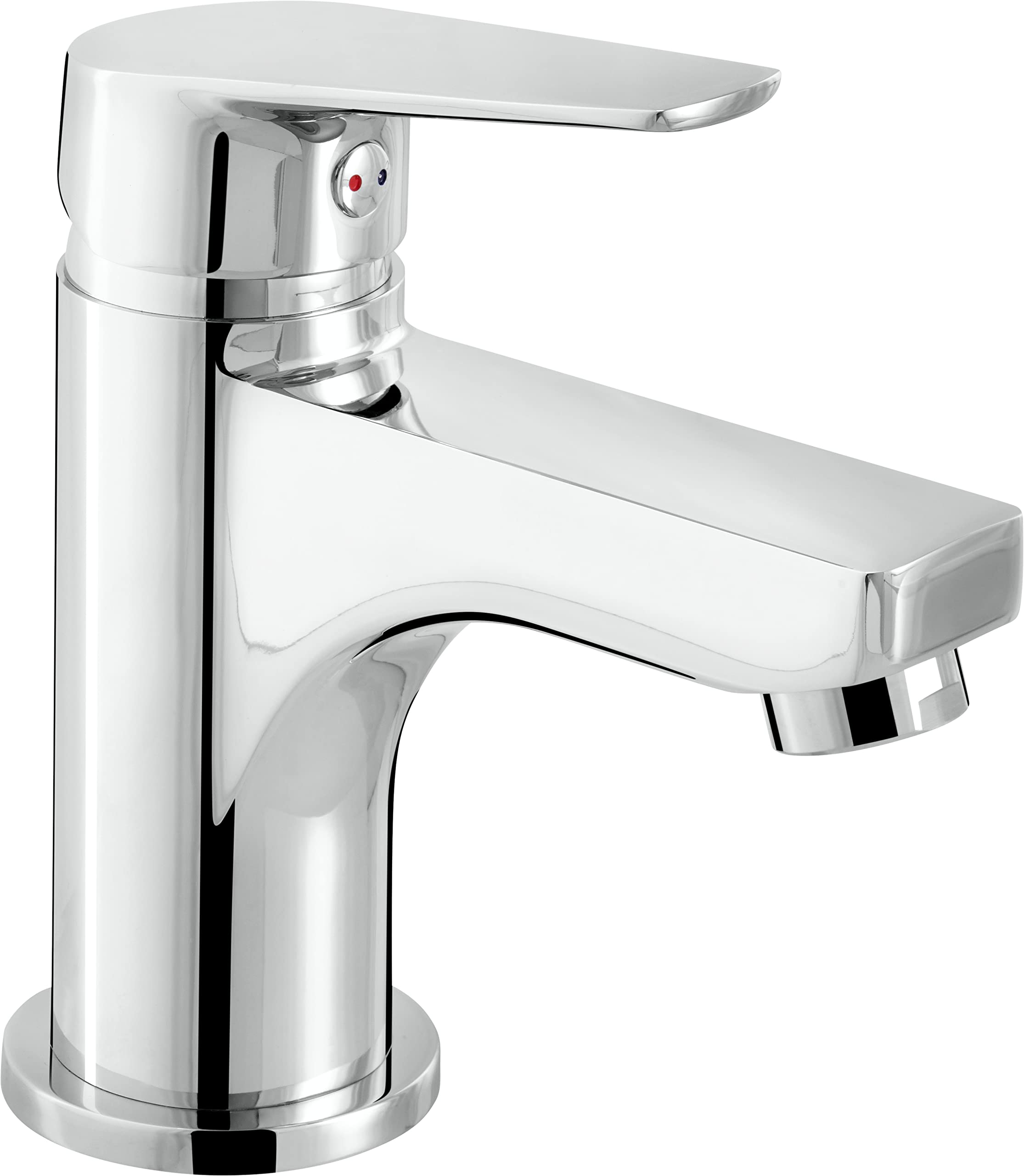 Cornat Waschtisch-Einhebelarmatur "Sayo" - Verchromter Messingkörper - Mühelose Schaftbefestigung - Mit Zug-Ablaufgarnitur/Hochdruck-Armatur/Wasserhahn fürs Bad/Waschbecken-Armatur / SAY1