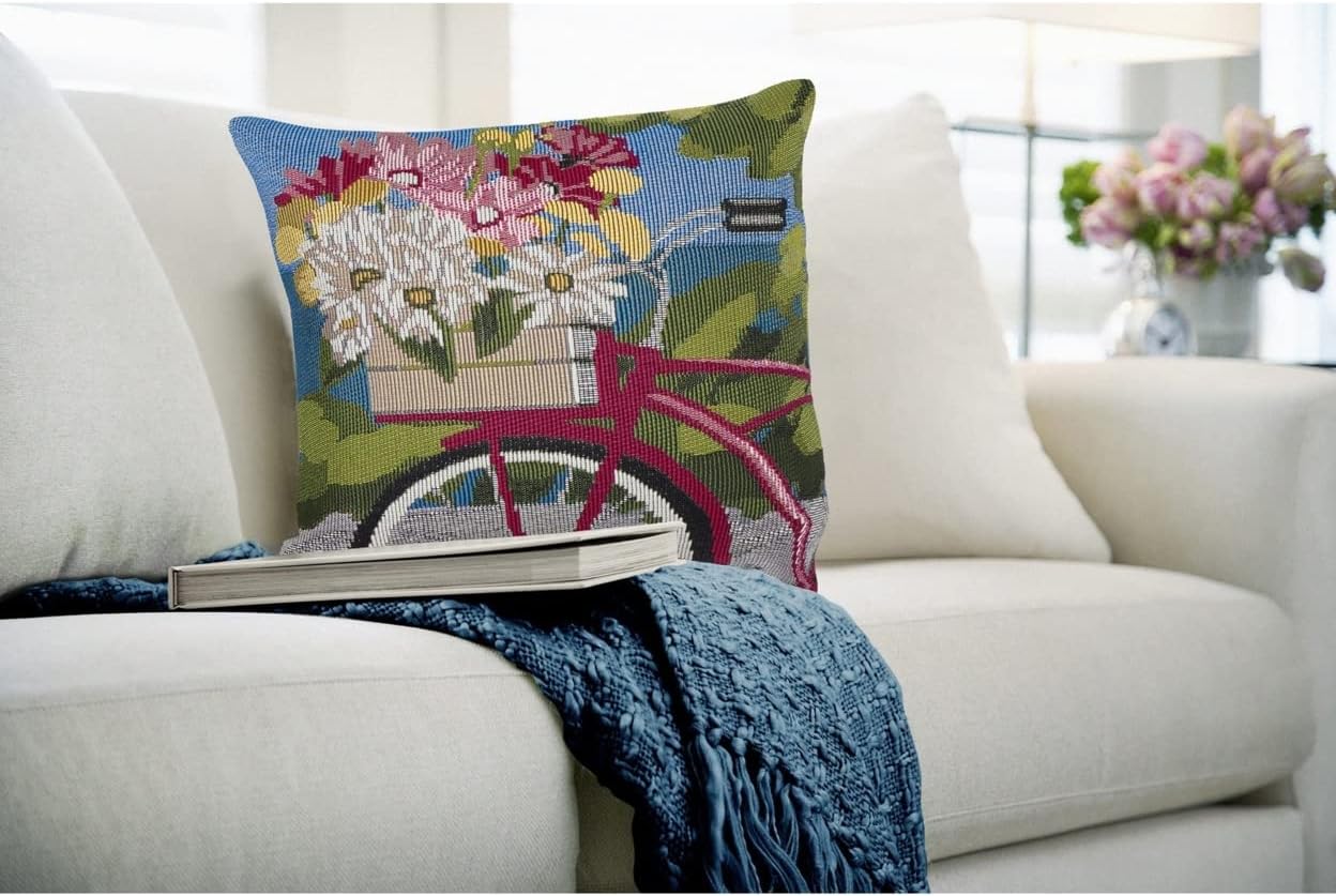 Liora Manne Marina Indoor/Outdoor Power Loomed Easy Care Pillows, 18 x 18-Inch, Blue