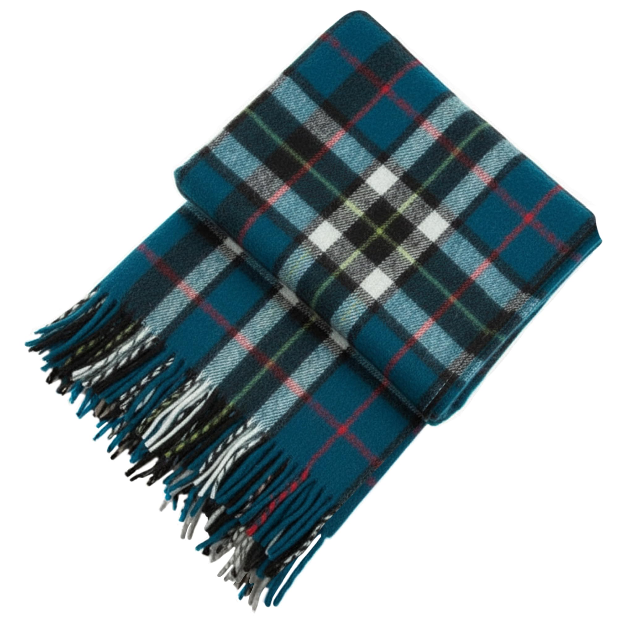 Soft Wool Tartan Travel Blanket for car and caravan - 70x60 inches large blanket - Scottish plaid, checkered, Indoor, lightweight Outdoor warm, Bed and Sofa, Picnic Rug - Thomsn Blue Tartan