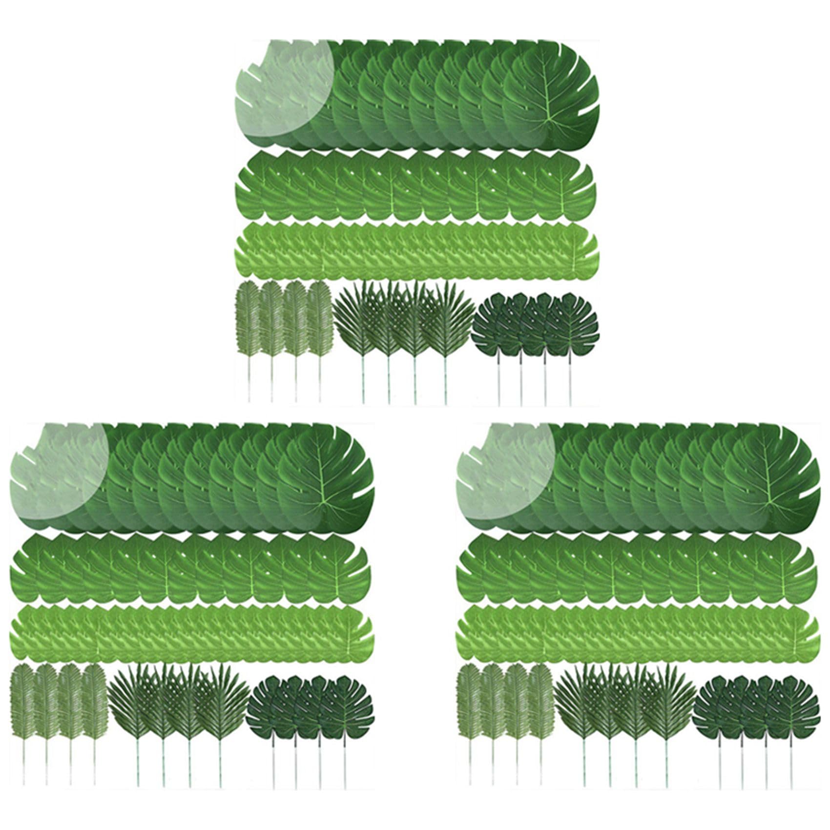 Hndhbfgrt 120 Pcs 6 Kinds Artificial Palm Leaves Tropical Plant Leaves Faux Monstera Leaves Stems for Hawaiian Luau Party