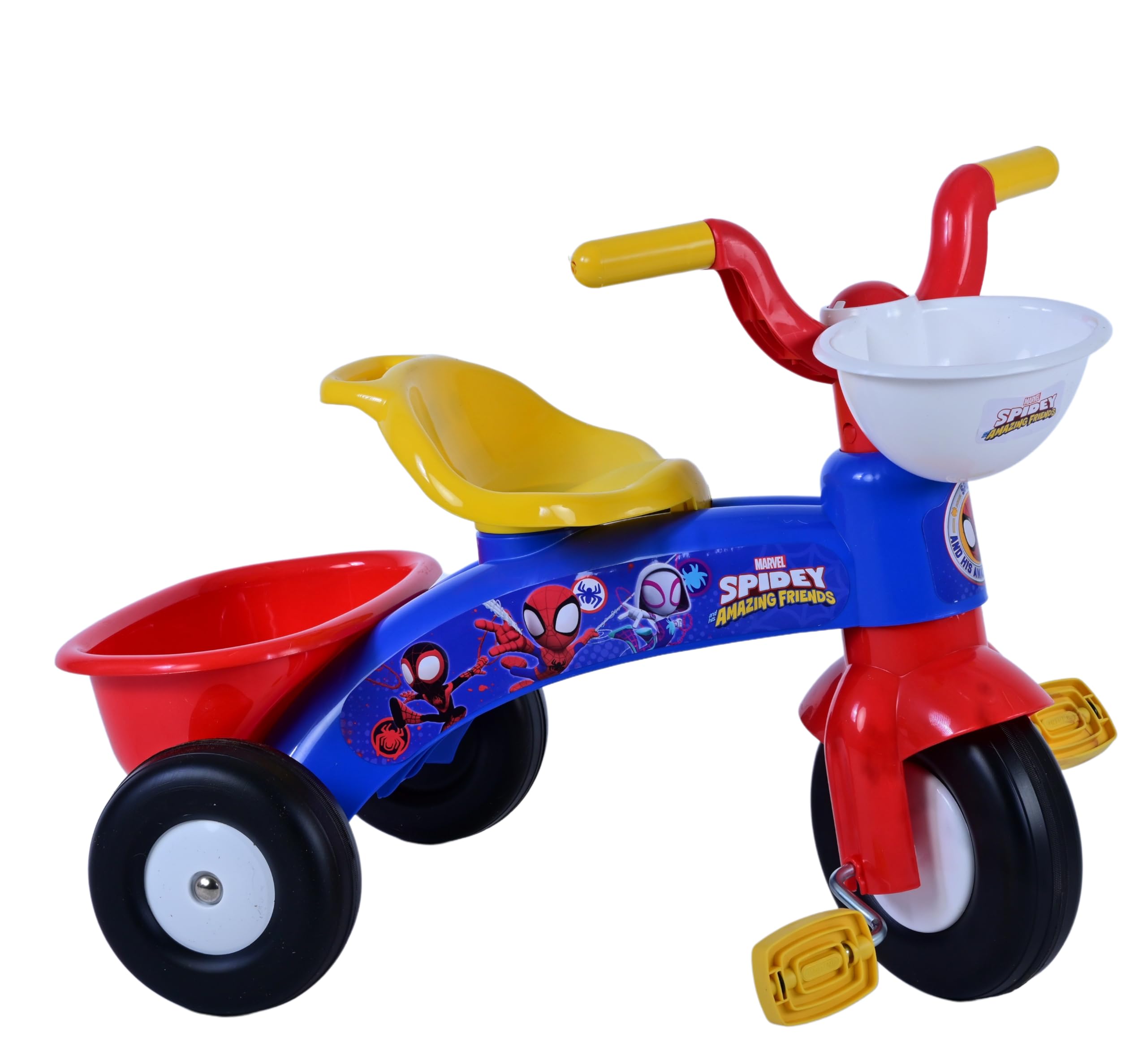 Triciclo primo passi Spidey con cestino e portagiochi per bambini a partire da 1 anno di età