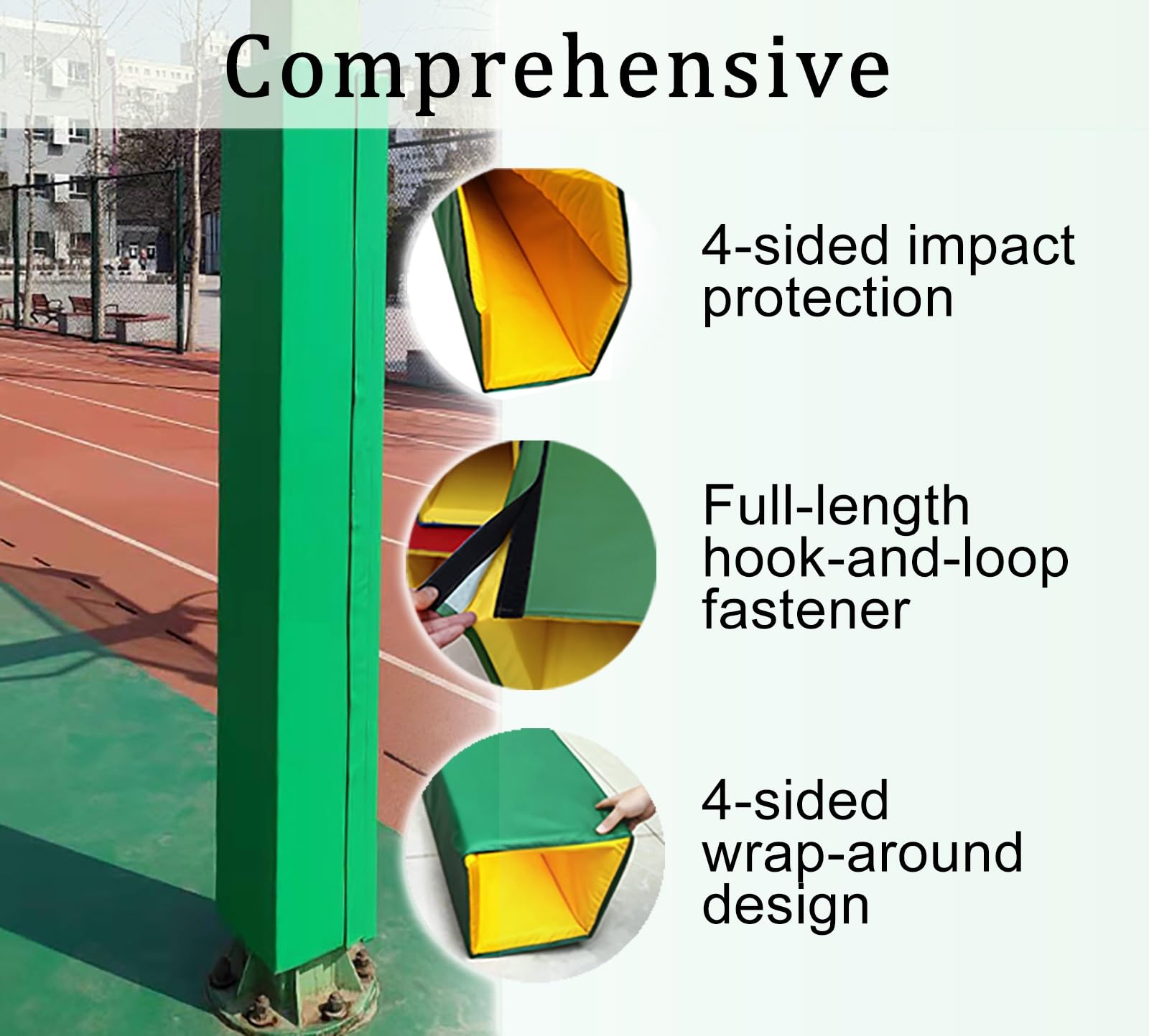 Acolchado para bastón de baloncesto al aire libre, envoltura protectora para postes cuadrados de 4 a 10 pulgadas, amortiguación para seguridad, perfecto para equipos deportivos y protección de
