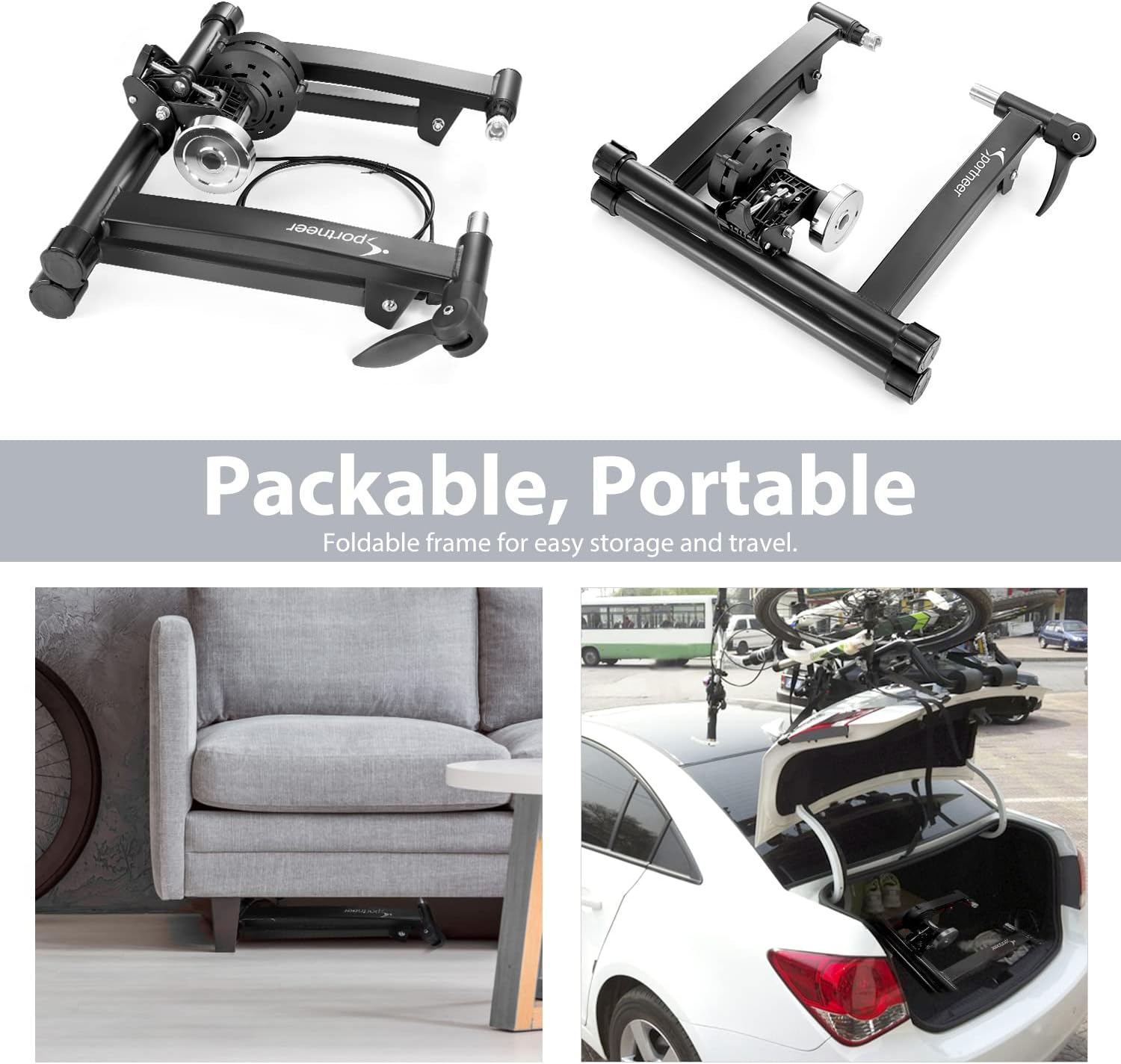 Sportneer Bike Trainer:Bike Trainer for Indoor Riding with Quick Release Lever Front Wheel Riser Block Sportneer Bike Trainer:Bike Trainer for Indoor Riding with Quick Release Lever Front Wheel Riser Block