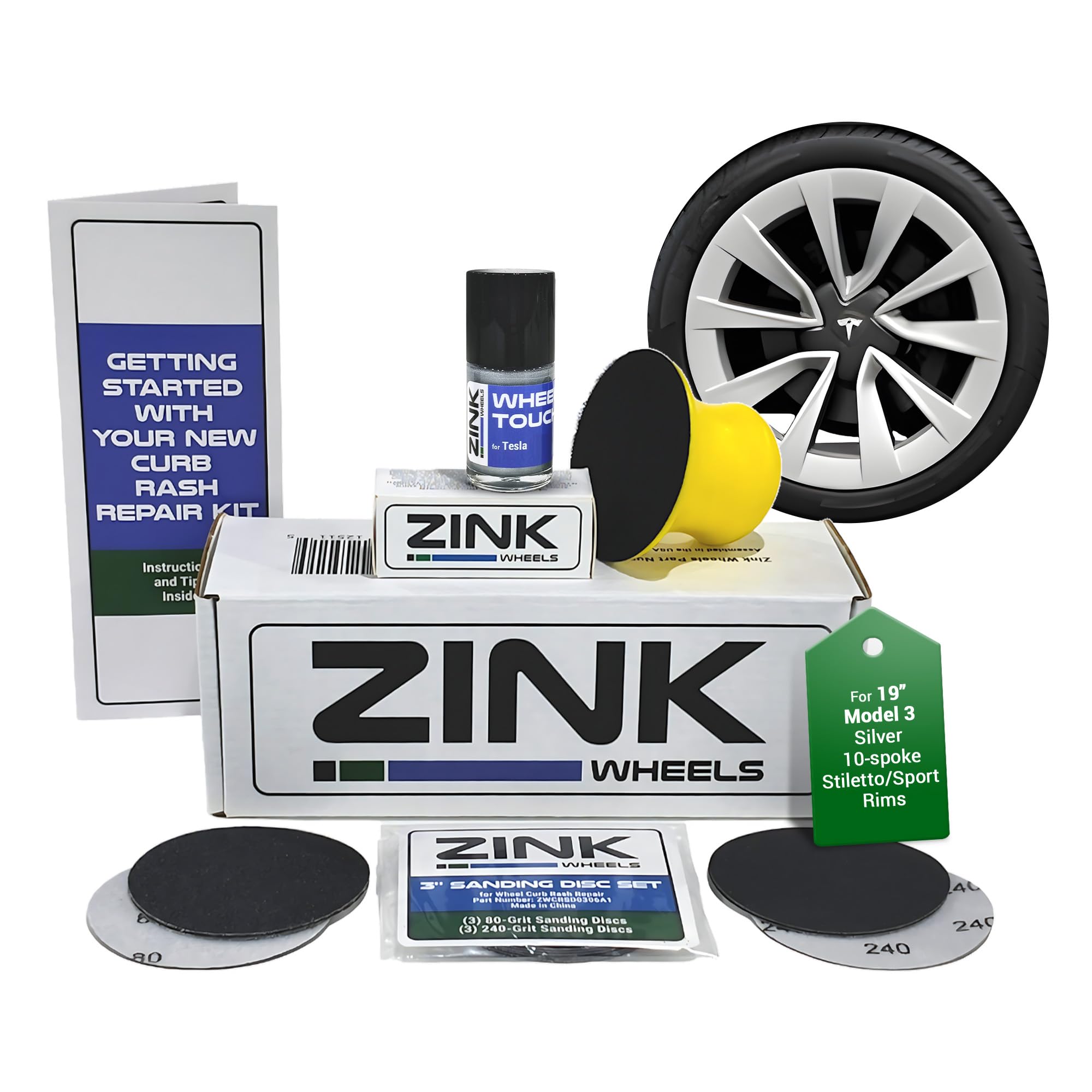 Zink Premium Tesla Wheel Curb Rash Repair Kit