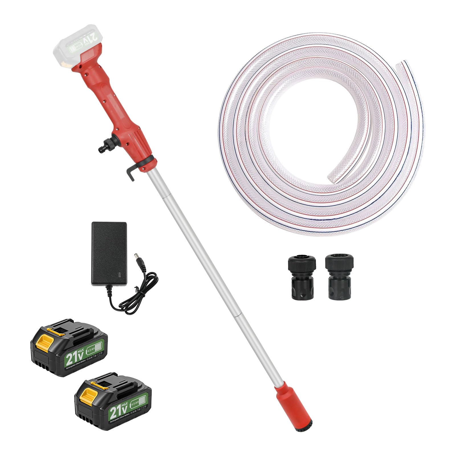 Cordless Stick Water Transfer Pump for Makita, Portable Deep Well Submersible Utility Sump Pump 2725L/H High Flow with 2×4.5Ah Battery for Garden Pond Boat Rain Barrels Draining