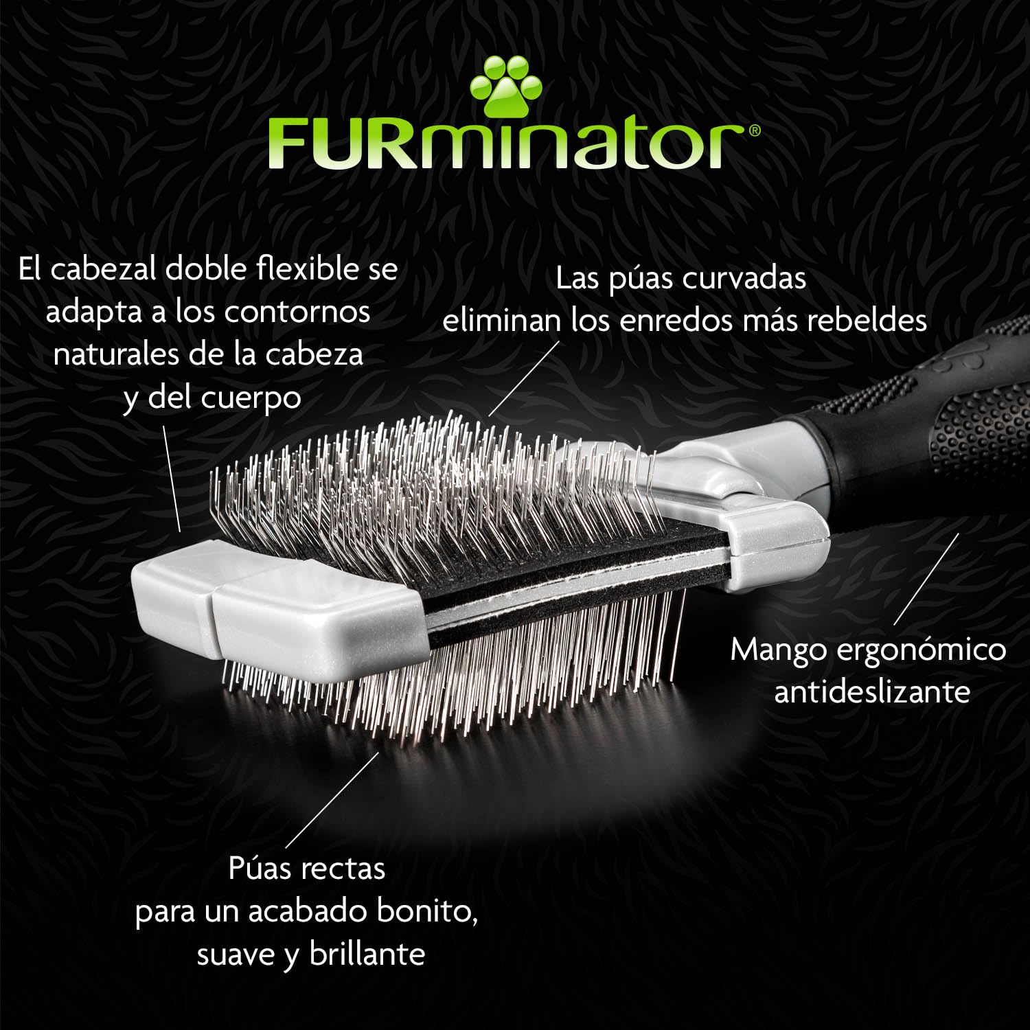 FURminator Slicker Brush Carda Grande/Dura para separar y desenredar el pelo de los perros y gatos