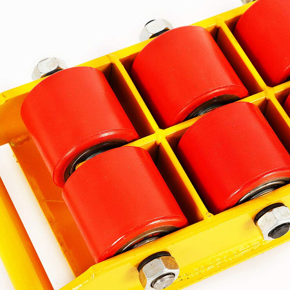 Futchoy Suspensión de transporte, ruedas blindadas, giro de 360°, ruedas de transporte pesadas, industrial para mover objetos grandes y pesados, color amarillo