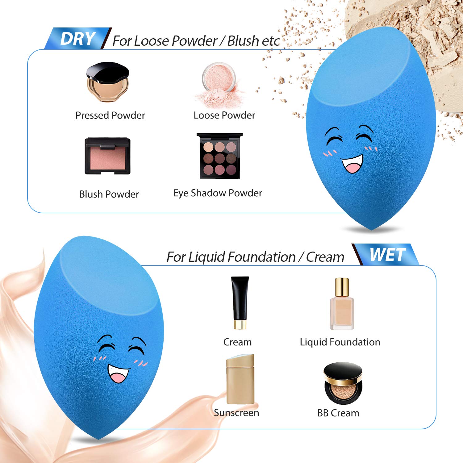 Larbois 3-Pack Blender Beauty Foundation Blending Sponge, Professional Beauty Makeup Set - Image 3