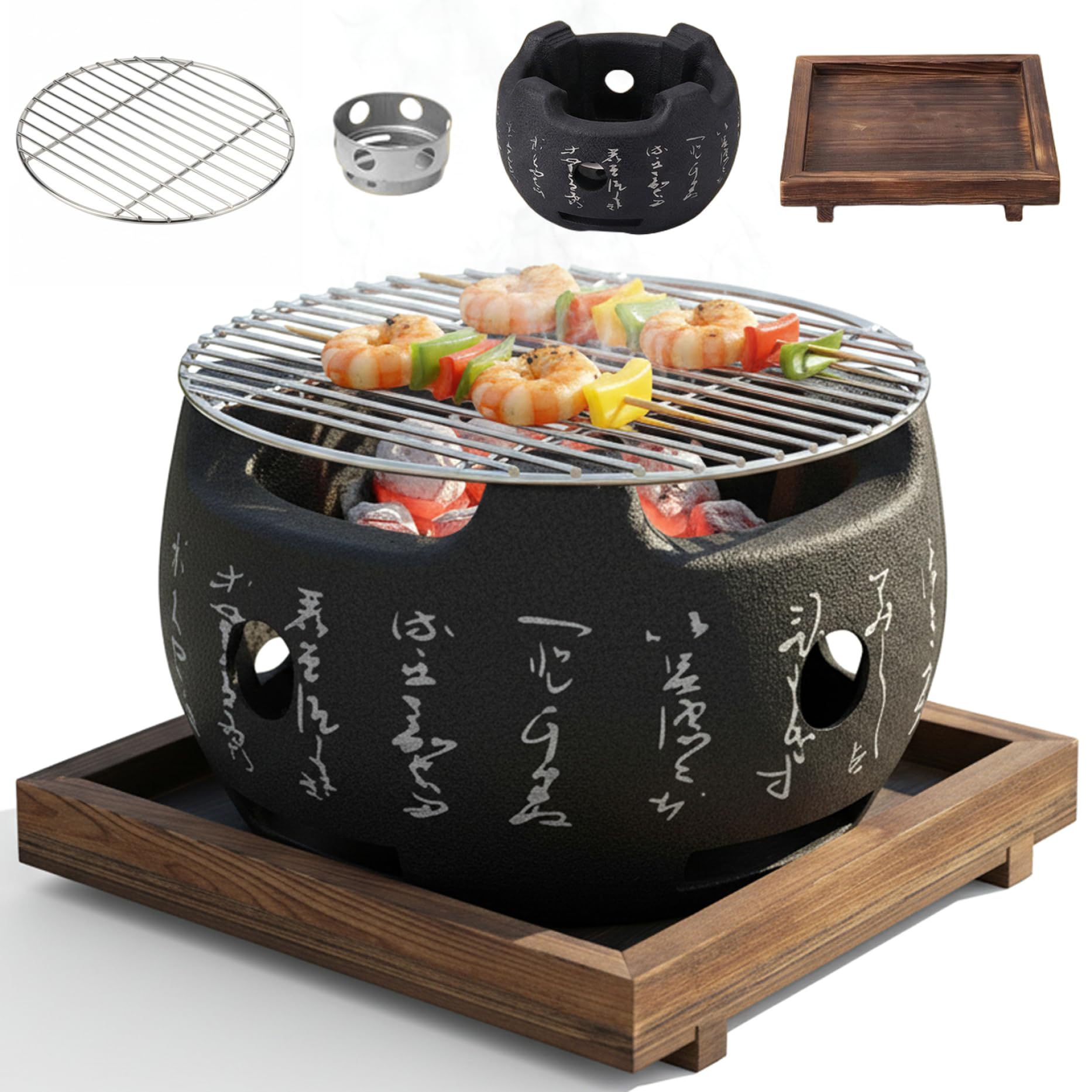 Piccola griglia giapponese Yakitori con rete e base per barbecue da interno, Yakiniku, Robata