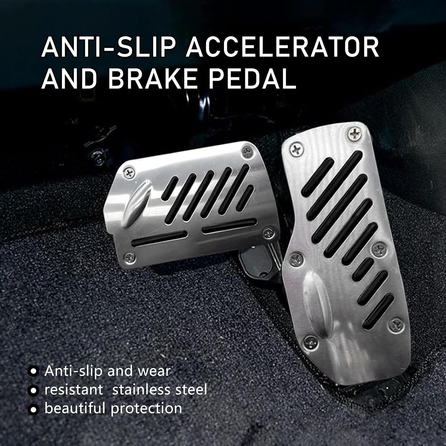 2 PCS Car Foot Pedal Pads, Brake and Accelerator Pedal Cover Sets, Non-Slip Pedal Cover Modification Accessaries, Universal Safe Driving Parts for Most Cars (Black)