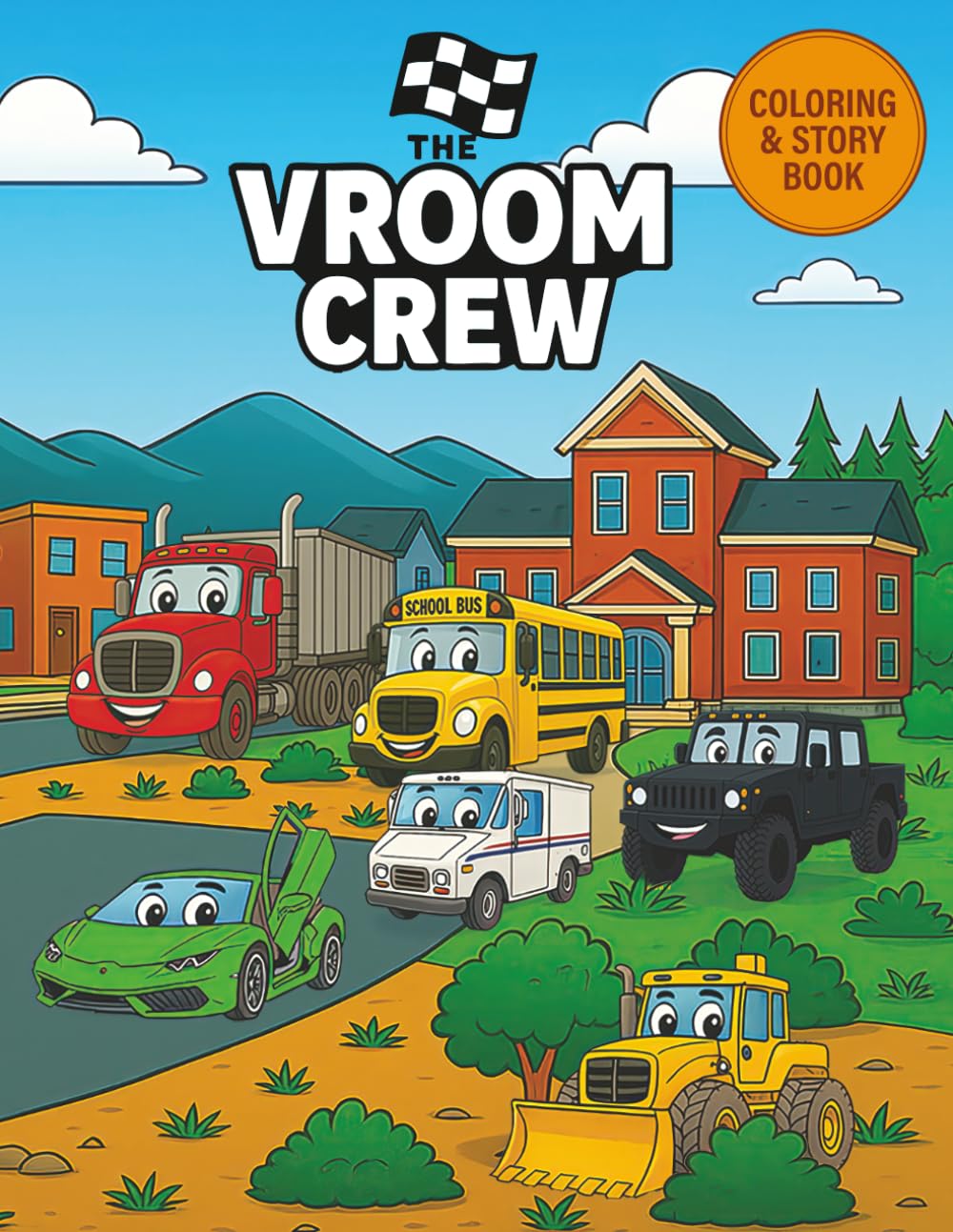 The Vroom Crew: Coloring & Story Book: Imaginative Storytelling for Little Drivers