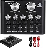 Vista 1 de Mini tablero mezclador de sonido Bluetooth, tarjeta de sonido en vivo, mezclador de audio tipo Bluetooth con 18 efectos de sonido, cambiador de voz