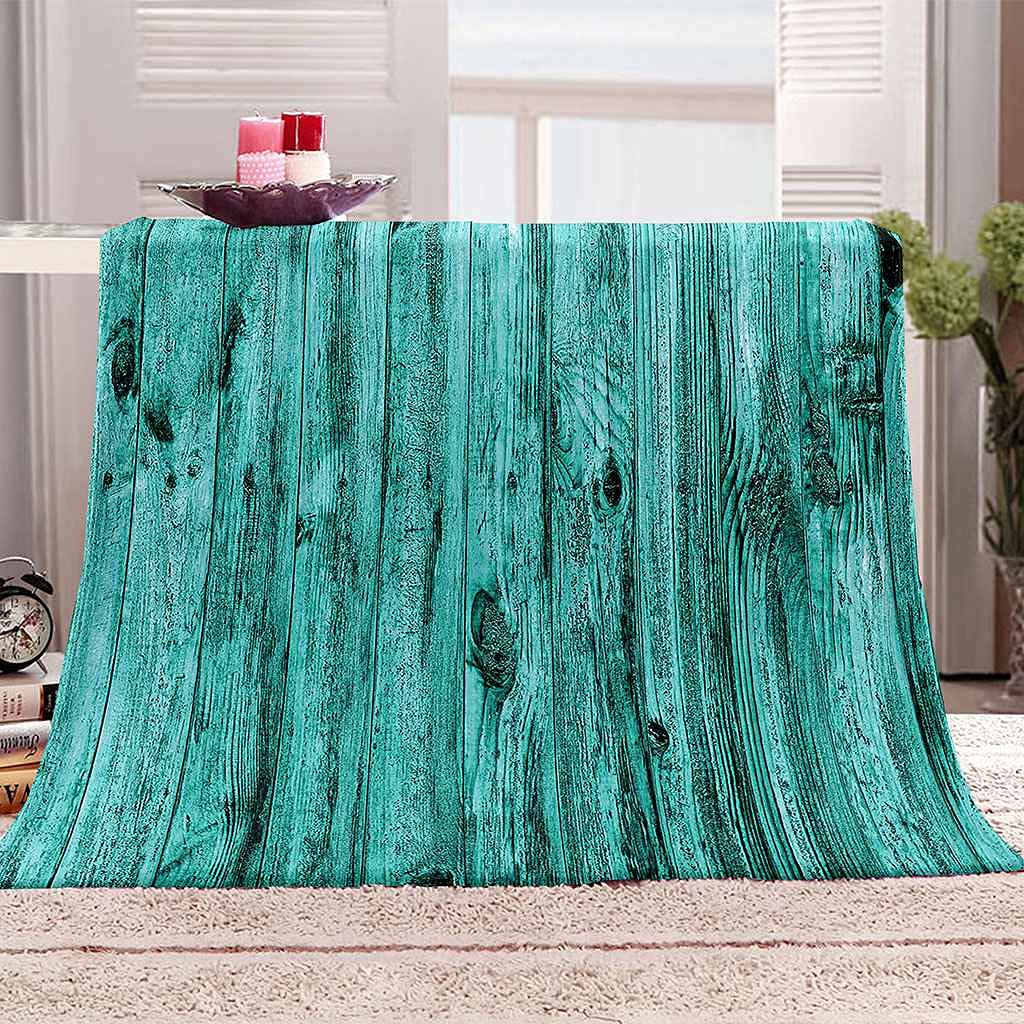 Couverture Polaire Flanelle Impression 3D Bois Vert Plaid Chaud Entretien Facile
