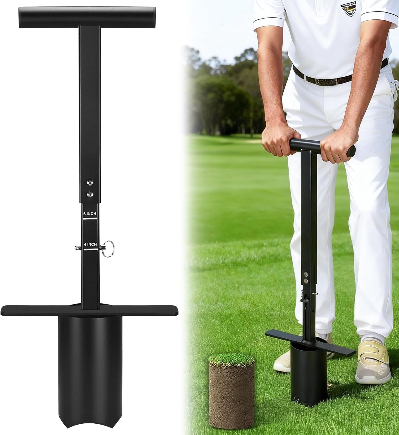 AugFir Golf Hole Cutter, Easy Digging 2 Sizes Golf Hole Cup, Golf Hole Digger for USGA Standard 4" & 6" Cups, Suitable for Golf Practice & Outdoor Gardening