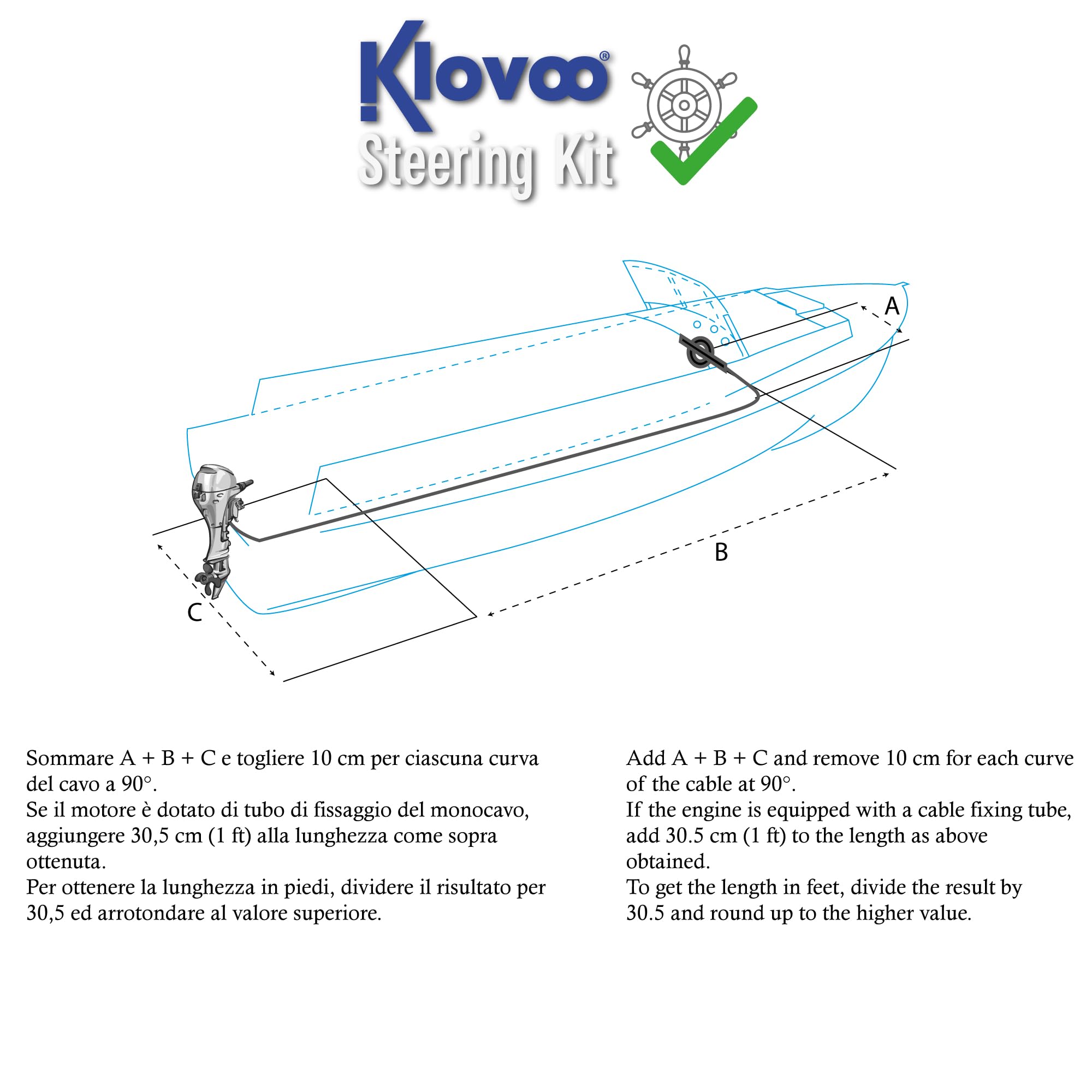 Kit Timoneria Meccanica con Scatola Sterzo T85 + Monocavo M66, per Barca, Gommone- Motori Fuoribordo, entrobordo, entrofuoribordo