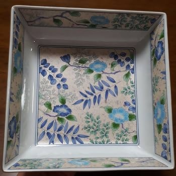 Amazon.co.jp: 美濃焼 前畑陶器 庫山窯 花銀彩 角漬物鉢