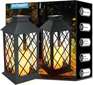 SHYMERY Solar Lanterns Outdoor Waterproof, 14 Inch Outdoor Lanterns with...
