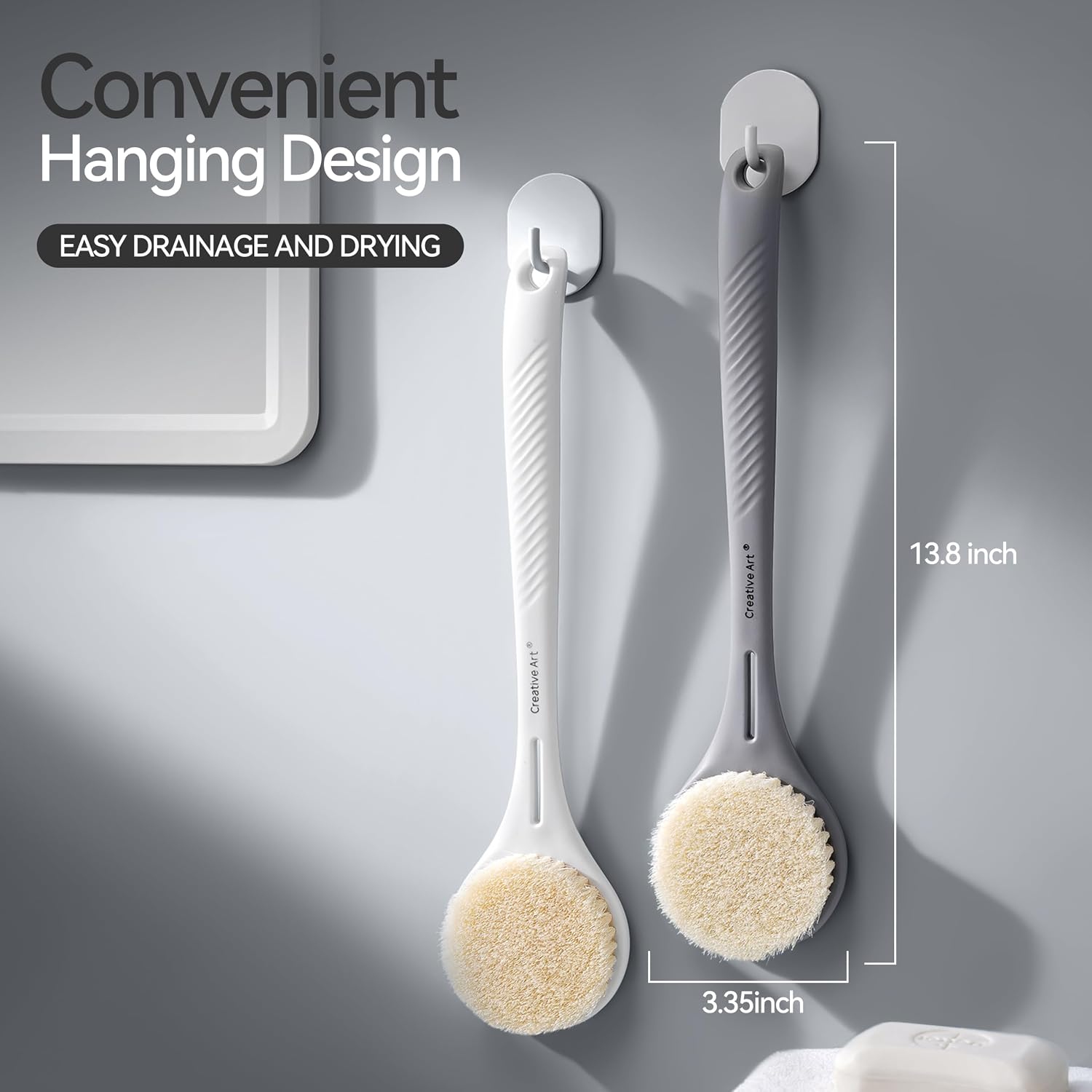 Back Scrubber for Shower for Men Women, Body Brush with Long Handle