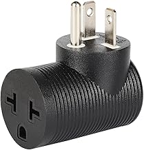 Angled 4 in 1 NEMA 5-20P Power Adapter, Plugrand NEMA 5-20P to 5-15R, 5-20R, 6-15R, 6-20R Double T-Blade Receptacle, Downward Angled Power Adapter
