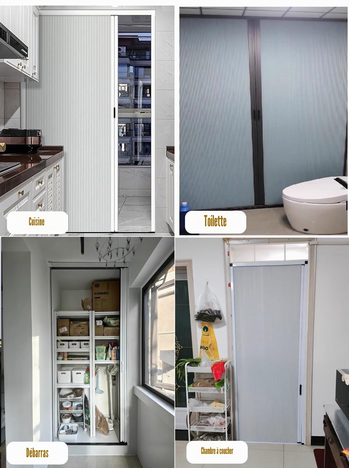 Porte Accordéon Interieur Porte Pliante Intérieure Pliante avec Poignée, Portes Accordéon Coulissantes Sans Perçage pour Grange / Cellier, Porte Pliante Non Tissée pour Garde-manger Occultante(32x80in