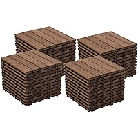 Vista 22 de Yaheetech 55 azulejos de terraza de patio entrelazados de madera compuesta de madera para cubierta de pisos de madera de 12 x 12 pulgadas, madera
