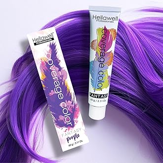 Hellawell Professional Hair Dye. Coverage Color Fantasy - Semi-permanent oxidation coloring cream. Purple 2.11oz.
