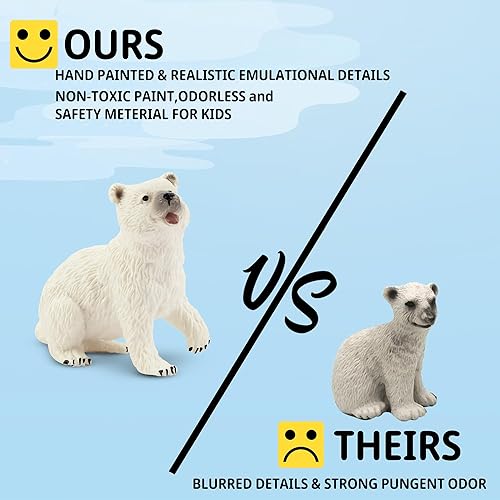 Miniatura 8 de Toymany 6 figuras de oso polar con cachorro de oso polar, figuras realistas de animales árticos de 2 a 4 pulgadas, juego familiar para Navidad,