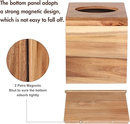 Miniatura 4 de Reviaras Caja de decoración de baño caja de almacenamiento de madera organizador de papel higiénico de granja caja de madera con asas