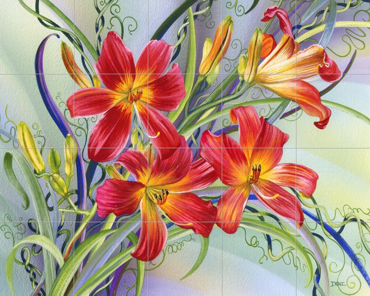 Ceramic Backsplash Tile Mural Floral Flower Kitchen/Bathroom