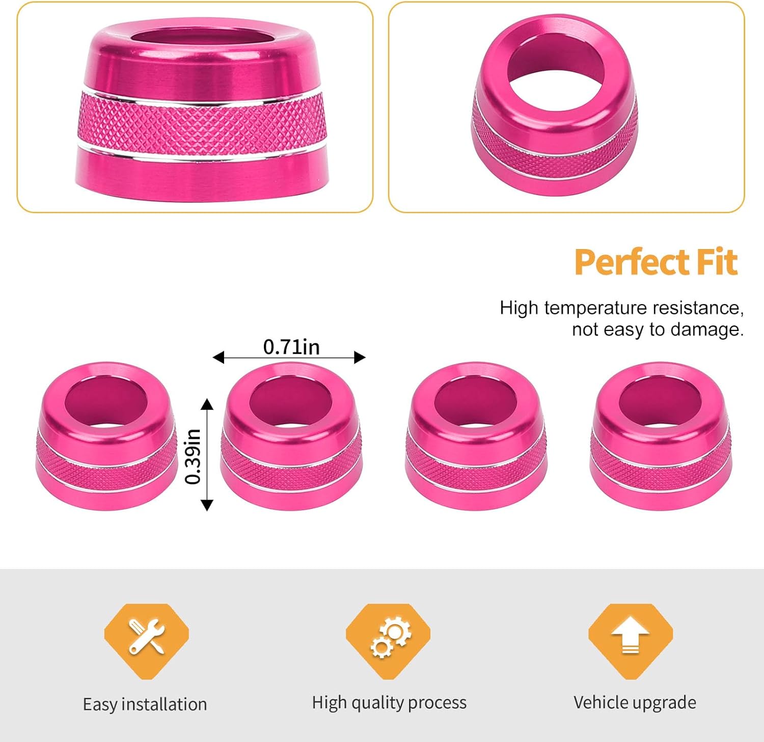 Jimen Compatible with Ford Bronco Sport 2021-2024, 4PCS AC Trim Ring (Pink)