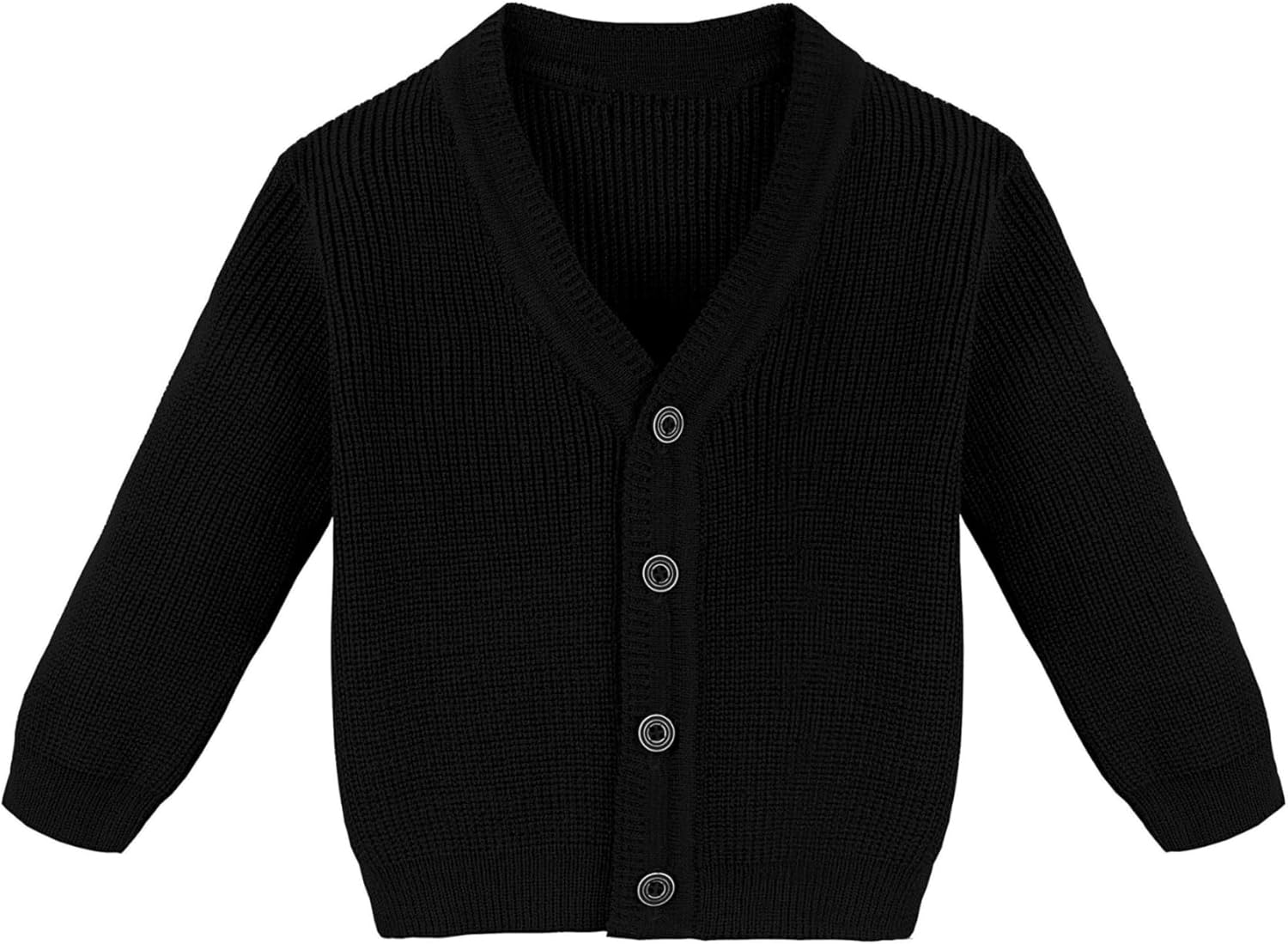 Lilax Little Boys Basic Long Sleeve V-Neck Classic Knit Cardigan Sweater - Image 3