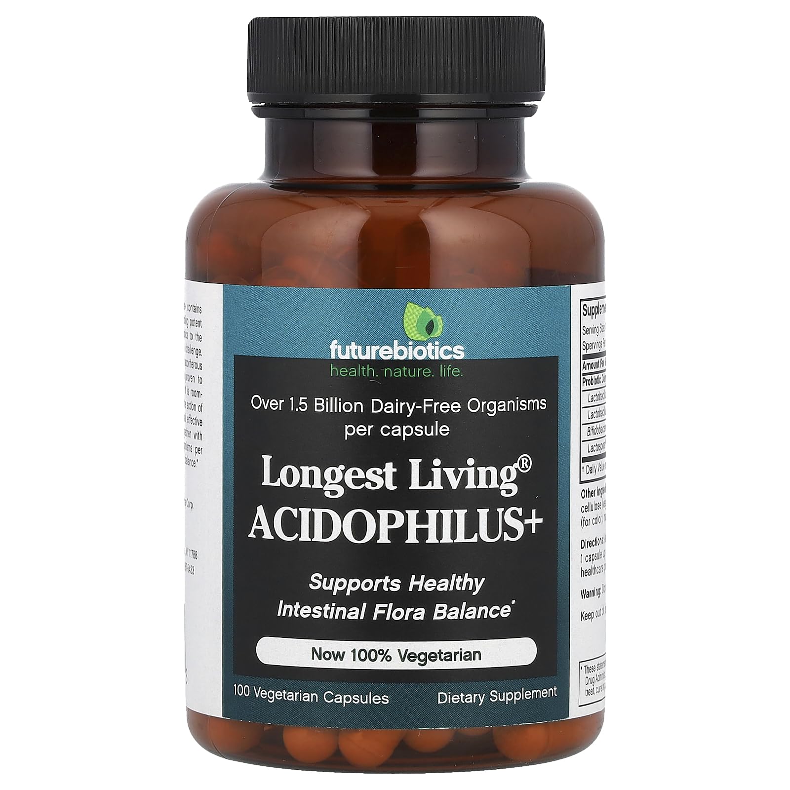 Futurebiotics Longest Living Acidophilus Plus Capsules, 100-Count