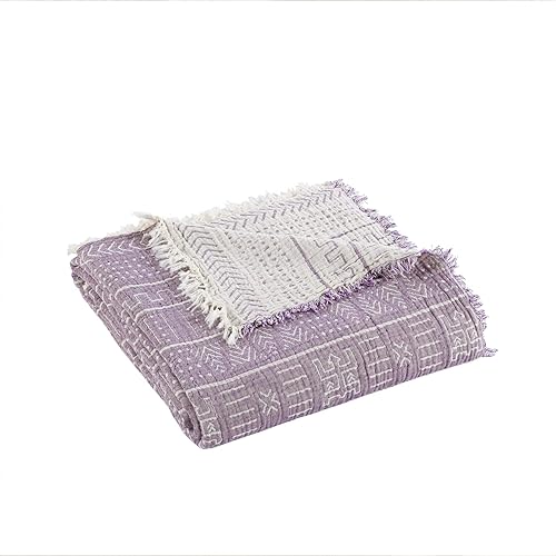 Miniatura 2 de Manta bohemia tamaño Queen, 100 % algodón, extra suave, tamaño Queen y gigante, manta de muselina ligera, 51 x 67 pulgadas, 87 x 95 pulgadas