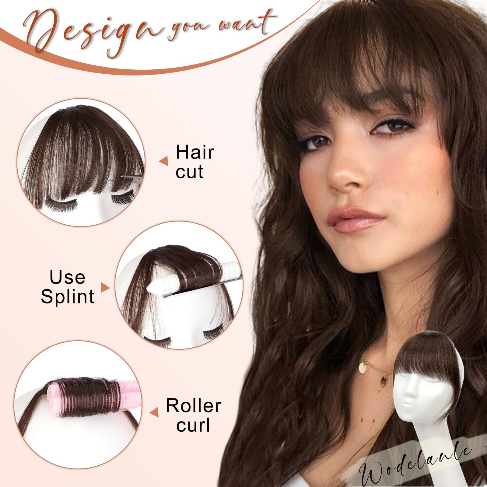 Flequillo con clip, 100 % cabello humano, flequillo falso con clip, extensiones de cabello sintético, flequillo de imitación, flequillo de pelo con clip de cabello con sienes, flequillo 5