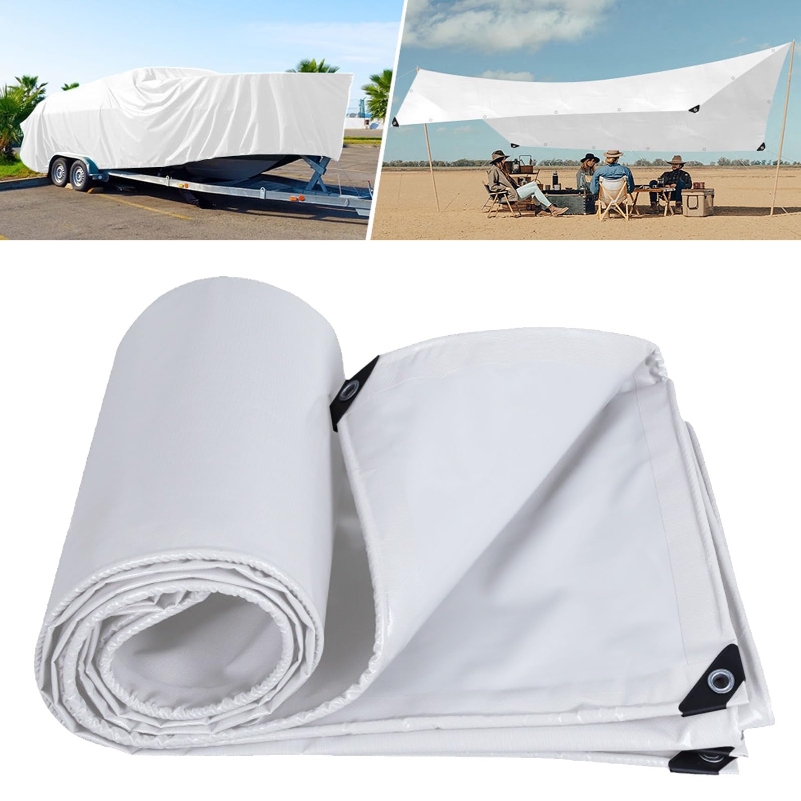 Lona impermeable y al desgarro 500 G/M² blanca para exterior