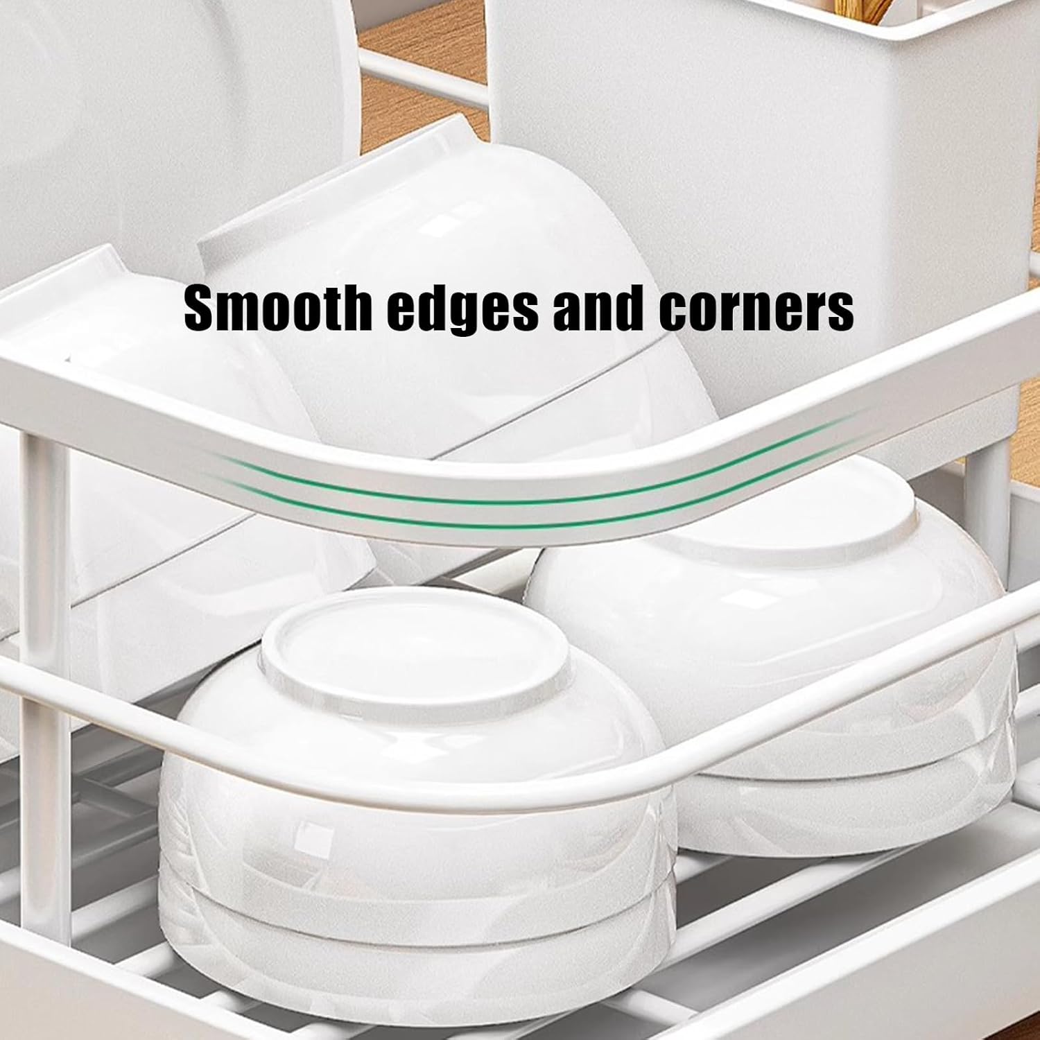Kitchen Counter Dish Drying Rack,Stainless Steel Dishes Drainer with Utensil Holder,Space-Saving Dish Rack,Removable Plastic Drainer Tray for Dishes, Knives, Spoons (Gold,No Cup Holder)