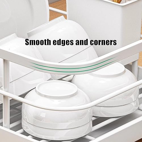 Miniatura 4 de Escurridor de platos para encimera de cocina, escurridor de platos de acero inoxidable con soporte para tazas, estante para platos que ahorra