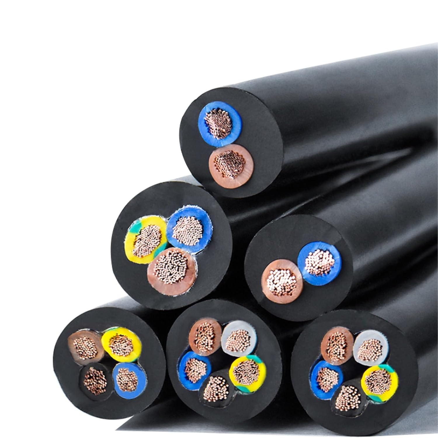 1M RVV Power Cord 2/3/4/5Core 18/24/22/20/17/15/13/11/9/7AWG Control Signal PVC Sheath Small/High-Power Electrical Wire(4Cores 1Meter,9 AWG 6mm2)