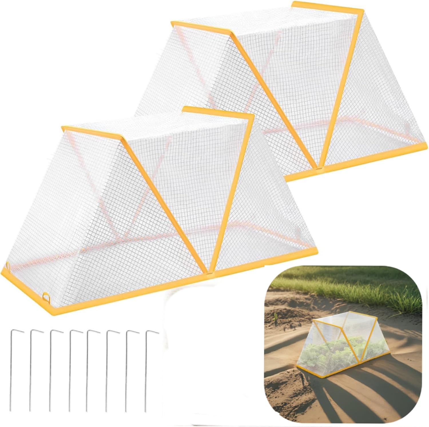 Garden Row Accelerator Plants Cover, 31.5" x 13.4" x 13.8" Foldable Greenhouse Cover for Raised Garden Bed Vegetable Rows Plant Protector, Plant Net Cage Guard for Protect Vegetable Fruit (2pcs)