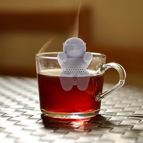 Miniatura 6 de Cabilock Linda nutria de silicona infusor de té de grado alimenticio, filtro de té gris fácil de limpiar Gadget de cocina