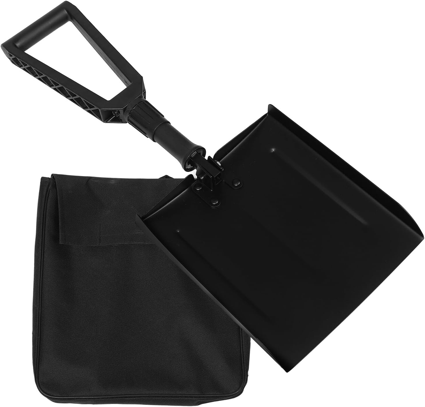NUOBESTY Folding Snow Shovel with Steel Handle and Protective Coating Portable Compact Car Snow Shovel with Storage Bag for Vehicle Emergency Camping