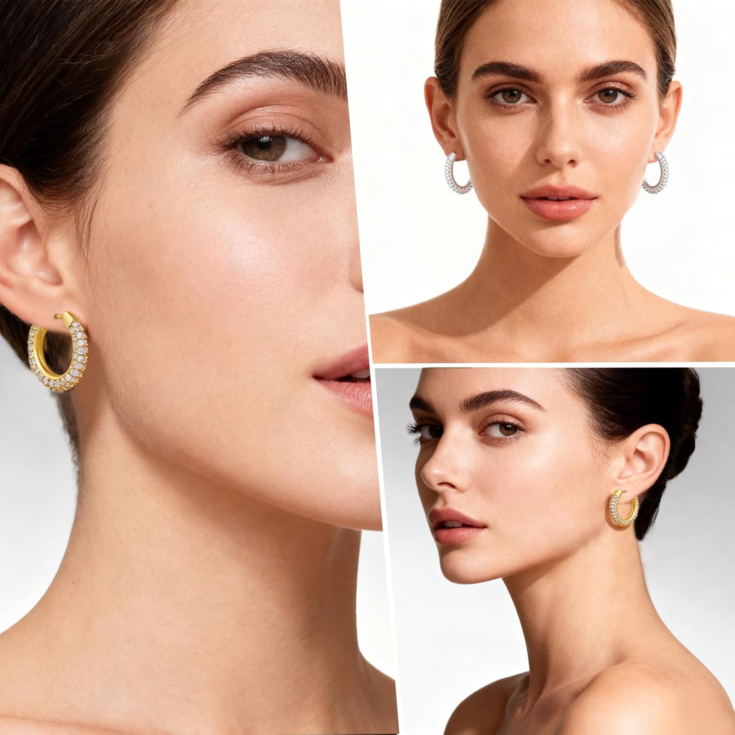 Dainty Gold Hoop Earrings for Women 18k Gold Plated Earrings Hypoallergenic Cubic Zirconia Huggie Earrings Daily Jewelry for Women - Image 5