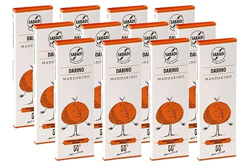 Sabadi Darino Case-Pack  Chocolate Modica Tradicional Orgánico  Chocolate con Ciaculli Mandarina tardía  50% Cacao  12 x 1.76 oz